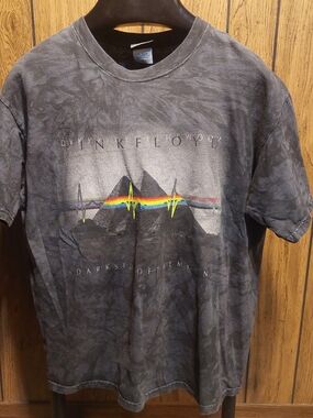 Liquid Blue Black Tie-Dye Tee Pink Floyd Y2K Dark Side Of The Moon Vintage